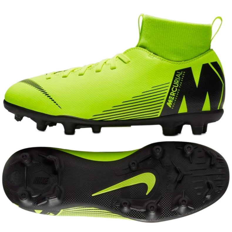Pantofi de fotbal Nike Mercurial Superfly 6 Club Mg Jr AH7339-701 verde verde Pantofi de fotbal Nike Mercurial Superfly 6 Club Mg Jr AH7339-701 verde verde