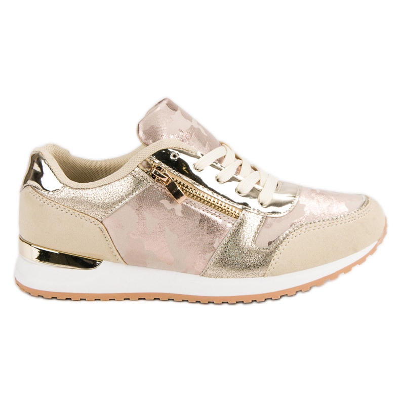 Pantofi sport cu fermoar decorativ galben roz