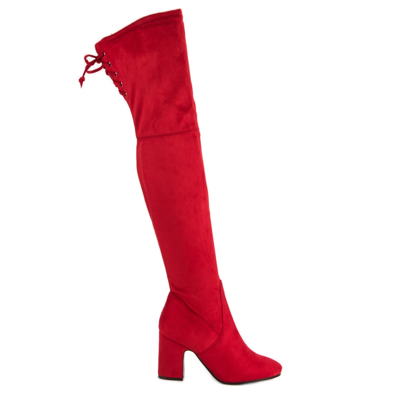 Super Me Cizme roșii la coapsă pe un post roșu