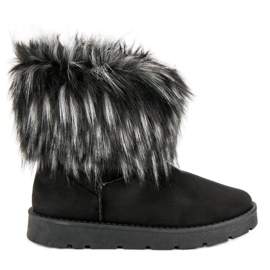 Mukluki negru cu blană
