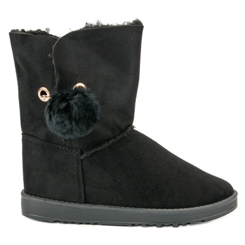 Mukluki cu piele de oaie negru Mukluki cu piele de oaie negru