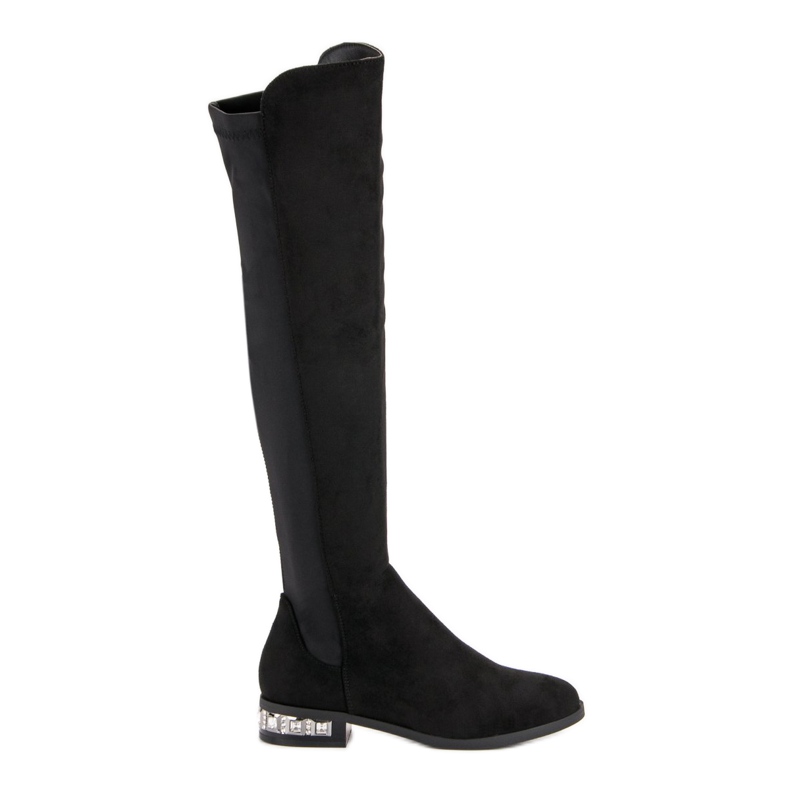 Super Me Cizme cu toc plat negru