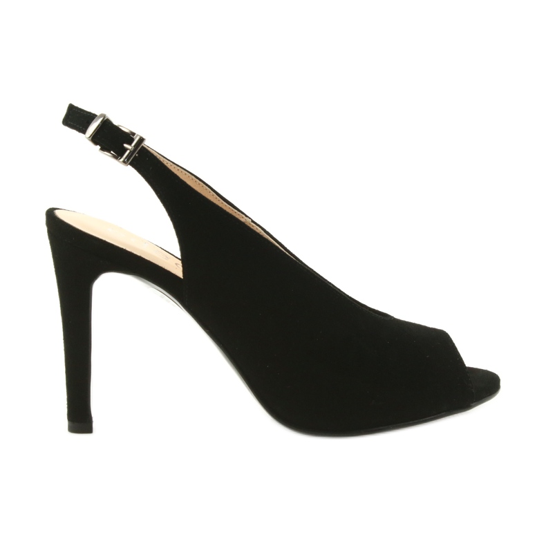 Edeo Sandale din piele de căprioară pe toc înalt negru Edeo Sandale din piele de căprioară pe toc înalt negru