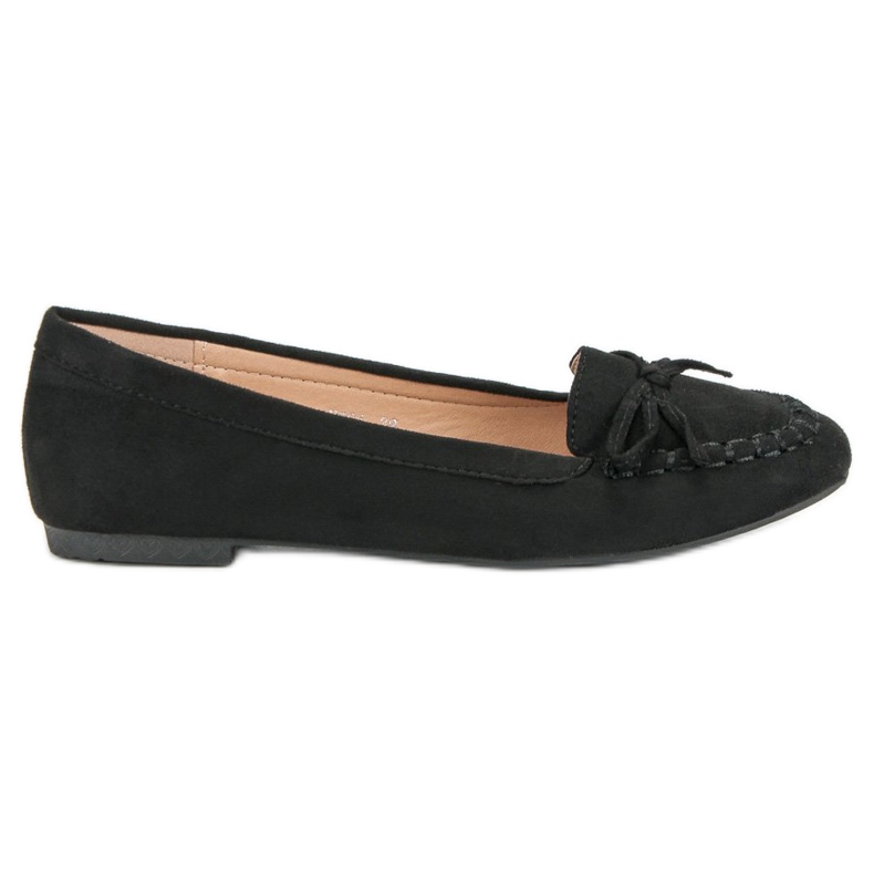Small Swan Mocasini negri cu arc negru