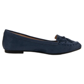 Small Swan Mocasini albastru marin cu fundă Small Swan Mocasini albastru marin cu fundă