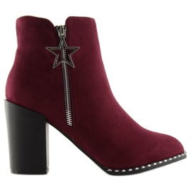 Ghete pe toc stabil burgundy 8576-2 Roșu roşu