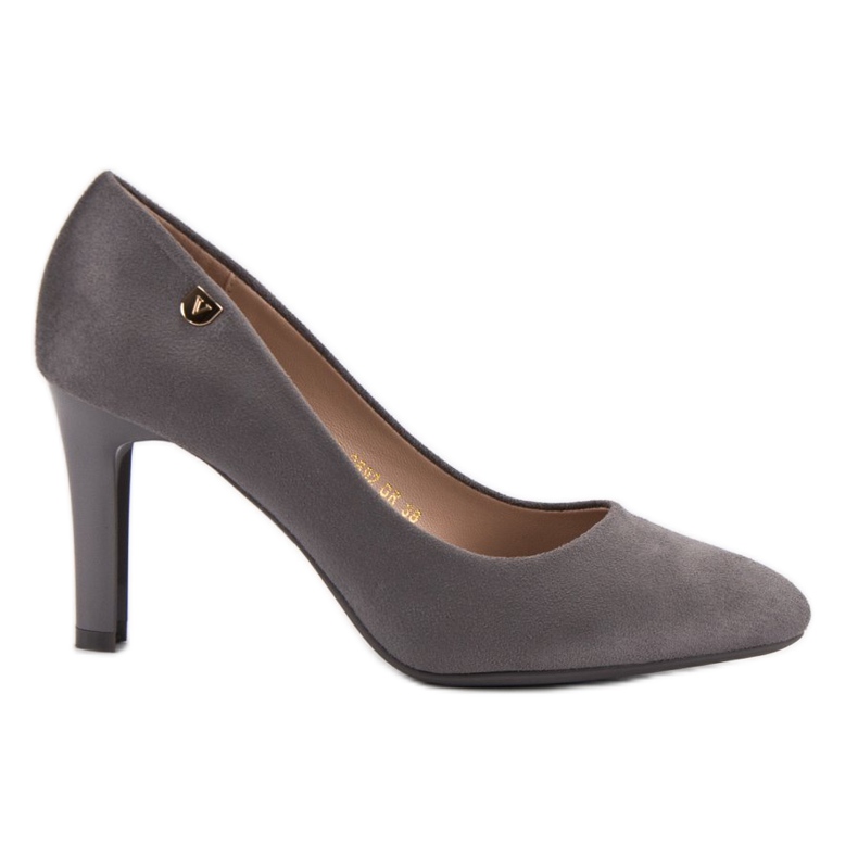 VINCEZA tocuri din piele intoarsa gri