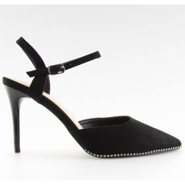 Sandale pe călcâi negru J1126-1 Negru