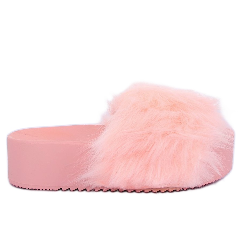 Roz CK77P Papuci roz cu blană