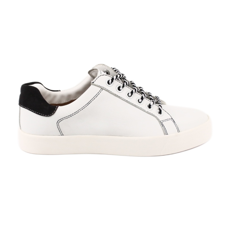 Adidaje din piele albă/albastru bleu Caprice, legate 23203