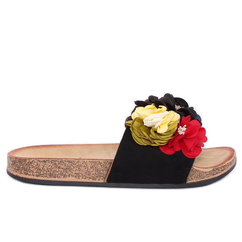 Papuci negri pentru femei negri P-848 Negru multicolor