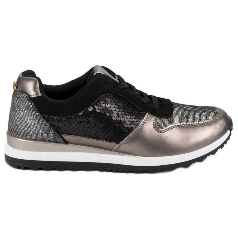 Încălțăminte sport cu paiete negru gri galben