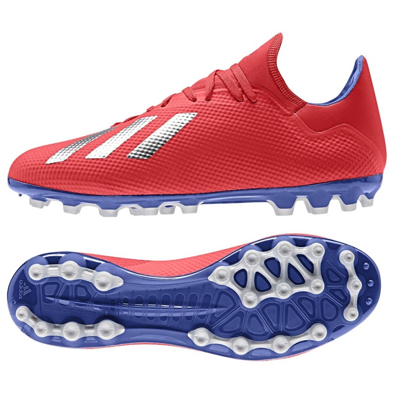 Ghete de fotbal Adidas X 18.3 Ag M BC0299 multicolor roșu Ghete de fotbal Adidas X 18.3 Ag M BC0299 multicolor roșu