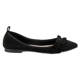 Corina Balerini din piele de căprioară cu un volan negru