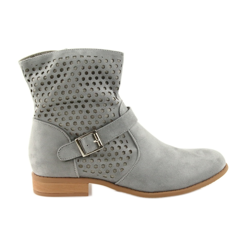 M.Daszyński Cizme casual de damă gri de piele de căprioară gri SA142