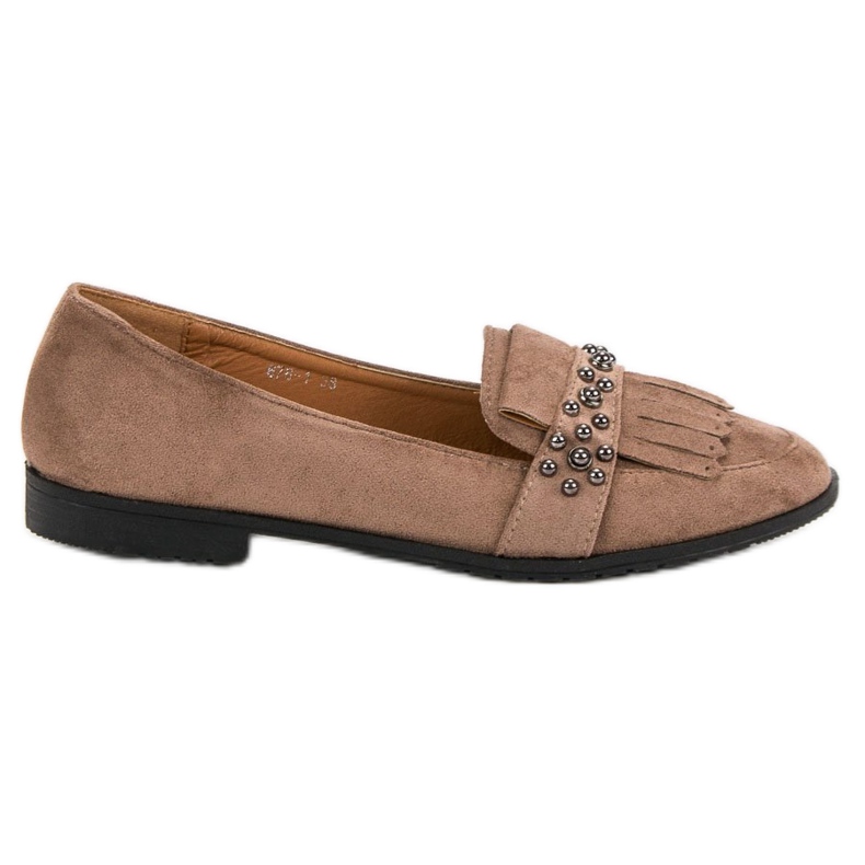 Laura Mode Mocasini bej cu pietre de stras Laura Mode Mocasini bej cu pietre de stras