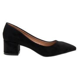 Diamantique Pompe din piele de căprioară pe toc plat negru Diamantique Pompe din piele de căprioară pe toc plat negru