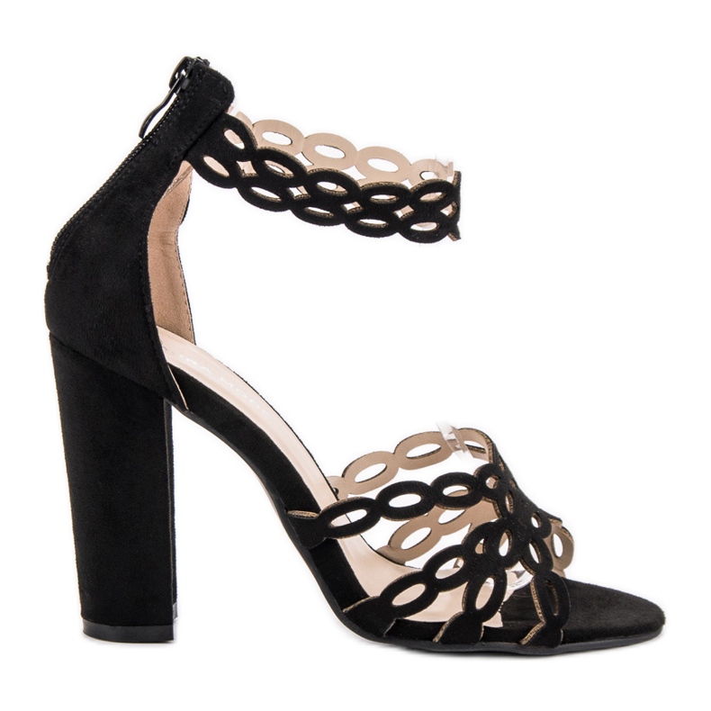 Laura Mode Sandale Negre Pe O Bară negru