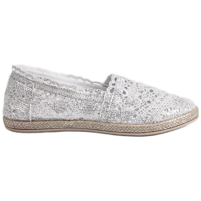 Sweet Shoes Espadrile din dantelă argintie gri