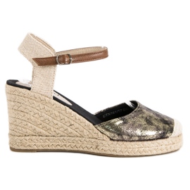 McKey Espadrile cu pană galben multicolor