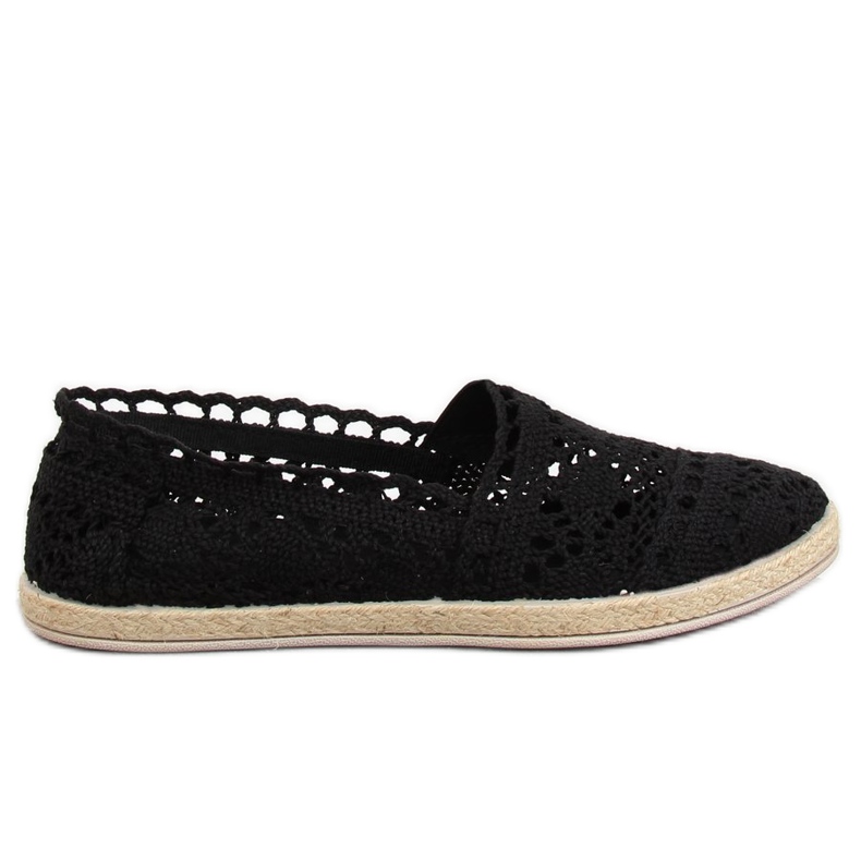 Espadrile din dantelă neagră JX1020 Negru
