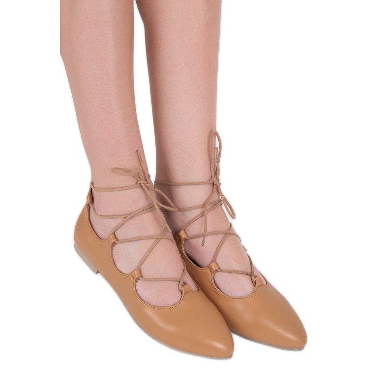 Vices Balerine la modă legate maro Vices Balerine la modă legate maro