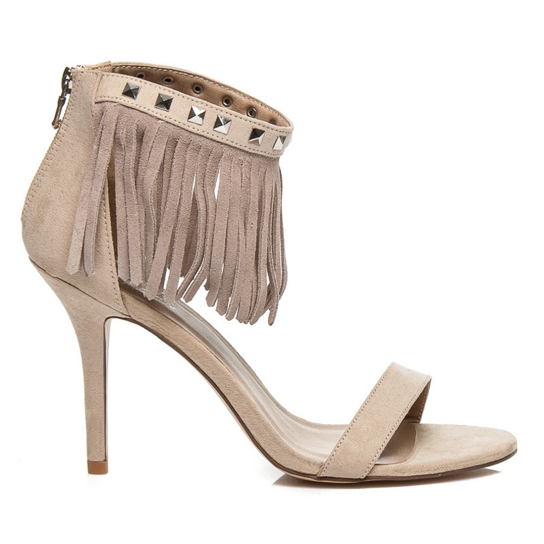 Mermaid Sandale CU FRINGE, Boho maro