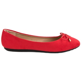 Balerini din piele de căprioară cu arc roșu