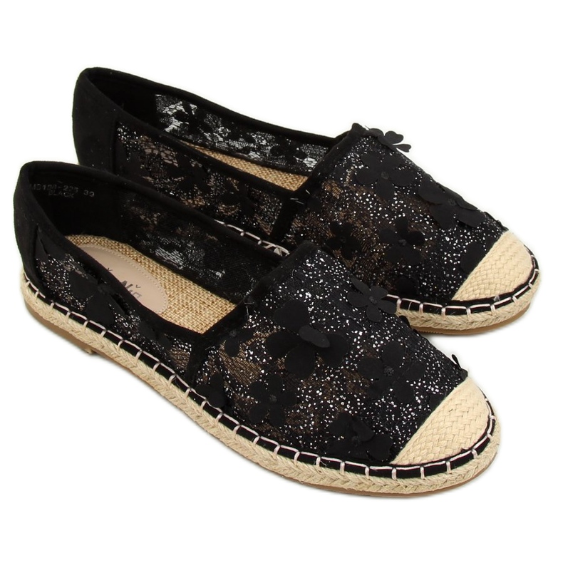 Espadrile din dantelă neagră MB188-225 Negru Espadrile din dantelă neagră MB188-225 Negru
