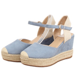 Espadrile albastre pe pene T331P Albastru