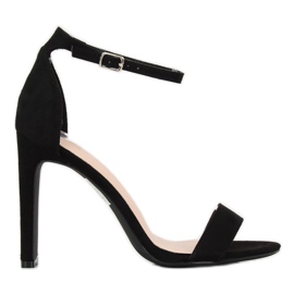 Sandale negre cu toc înalt NF-37P Negru Sandale negre cu toc înalt NF-37P Negru
