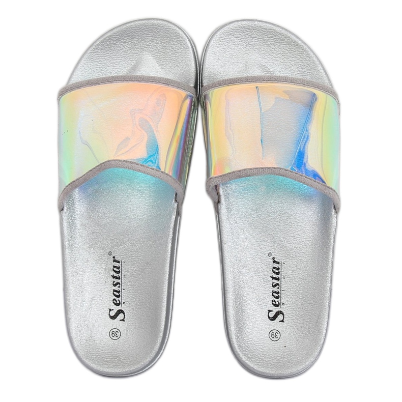 Papuci de culoare benzină argintiu CK80P Argintiu gri