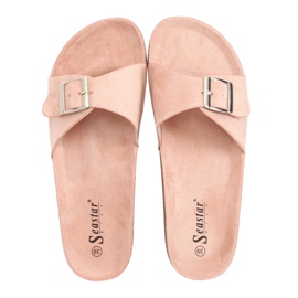 Papuci roz din piele intoarsa CK61P Papuci roz din piele intoarsa CK61P