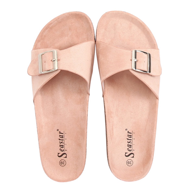 Papuci roz din piele intoarsa CK61P