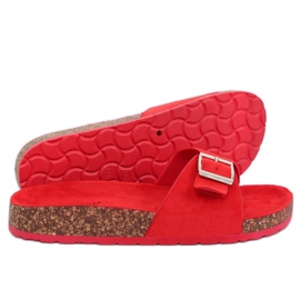 Papuci roșii din piele de căprioară CK61P Roșu roşu