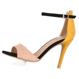Sandale cu toc înalt WD100P Galben multicolor