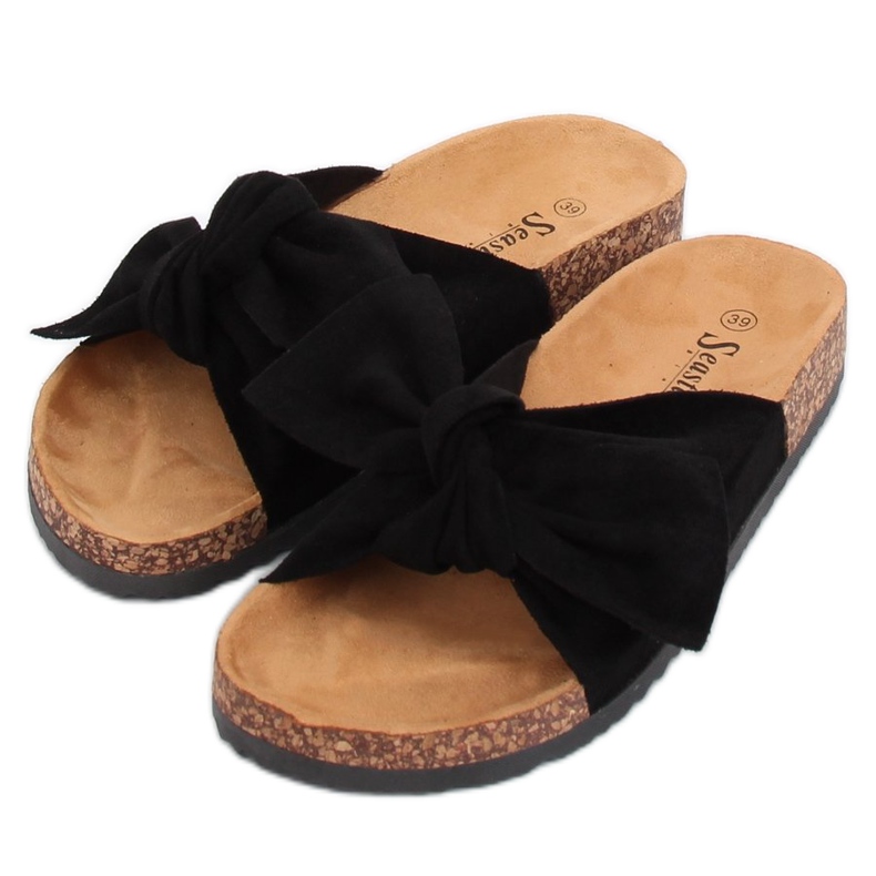 Piele de căprioară neagră CK02P Papuci negri negru