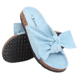 Papuci din piele de căprioară albastră CK02P LT.BLUE albastru Papuci din piele de căprioară albastră CK02P LT.BLUE albastru