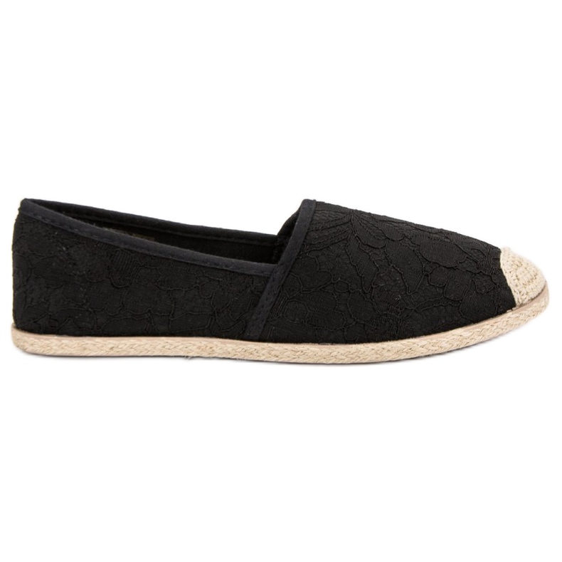 Espadrile din dantelă neagră negru Espadrile din dantelă neagră negru