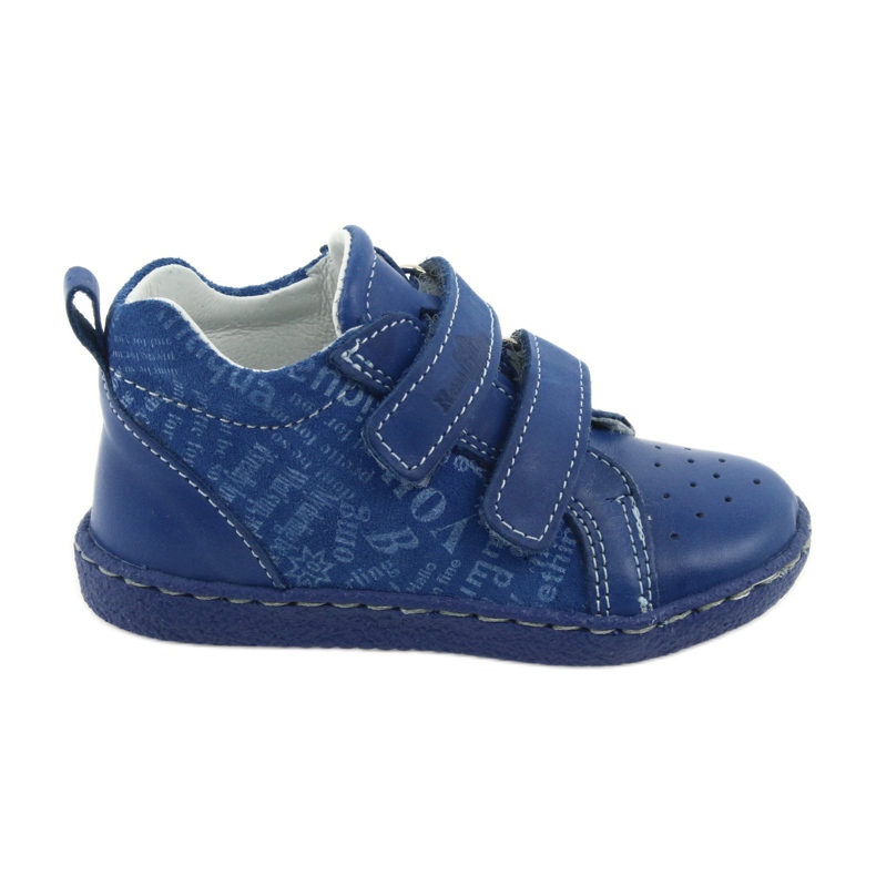 Pantofi din piele pentru baieti cu Velcro Ren But 1429 albastru