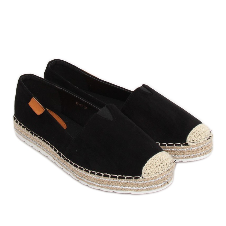 Espadrile negre din piele intoarsa RC-61 negru