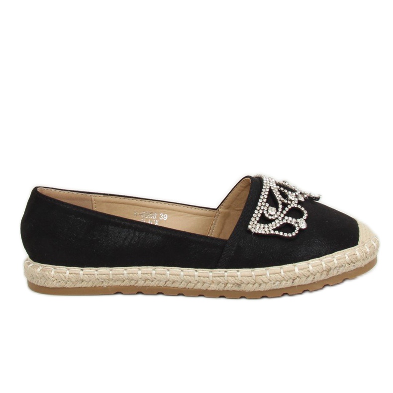 Espadrile negre cu coroană H-6558 Negru