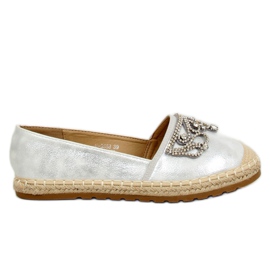Espadrile de argint cu coroană, H-6558 Argint gri Espadrile de argint cu coroană, H-6558 Argint gri