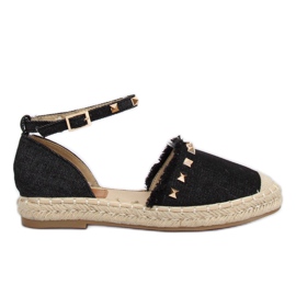 Espadrile din denim negru CH-1K211 Negru
