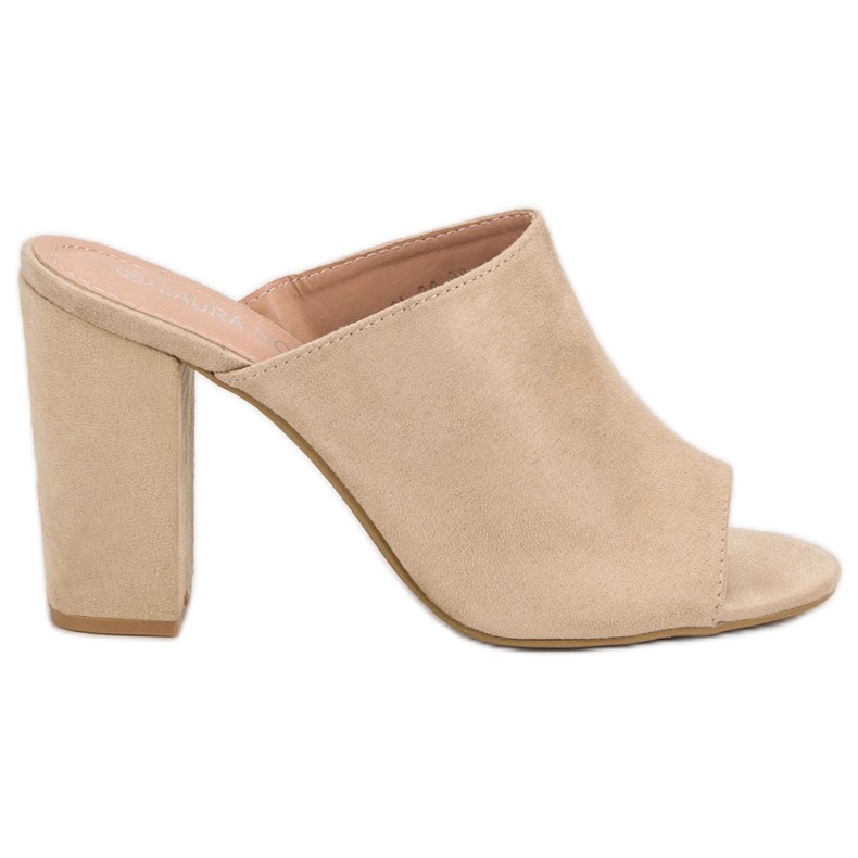 Laura Mode Papuci din piele de căprioară pe un bar maro