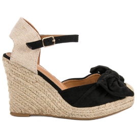 Espadrile pe pompele cu pană negru Espadrile pe pompele cu pană negru