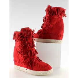 Adidași din piele de căprioară cu franjuri BL-10 Red II-GAT roșu