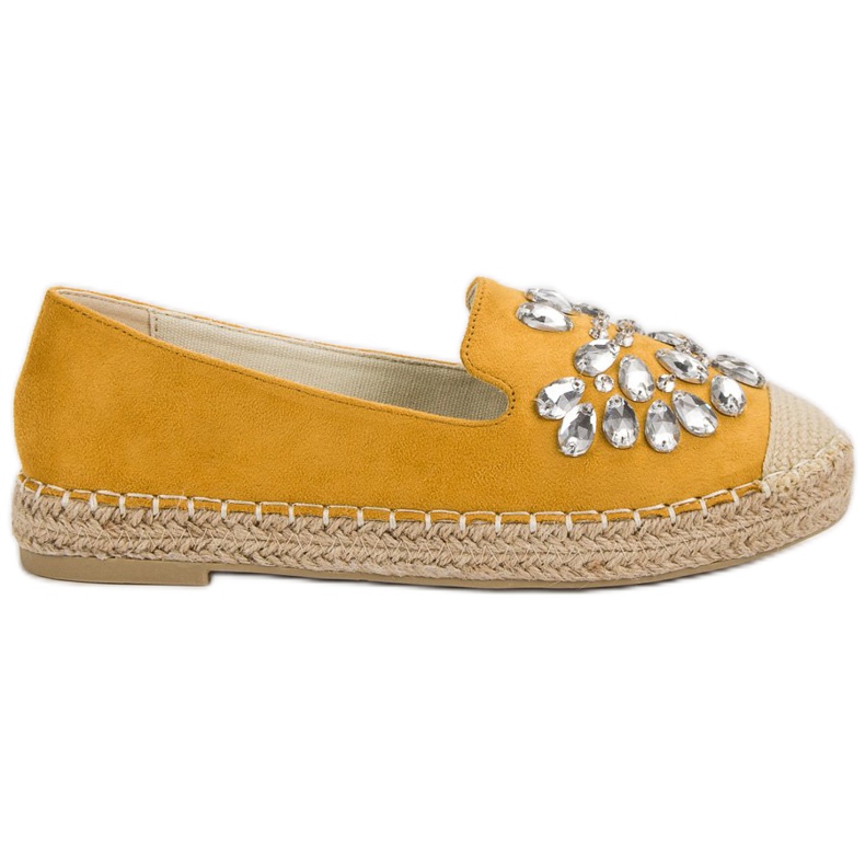Small Swan Espadrile din piele de căprioară cu ornamente galben