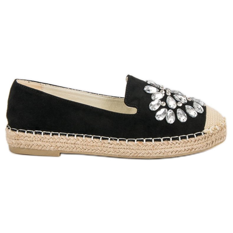 Small Swan Espadrile din piele de căprioară cu ornamente negru
