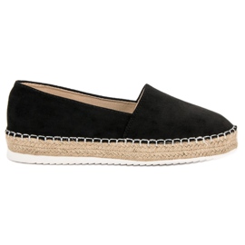 Small Swan Espadrile din piele neagră negru